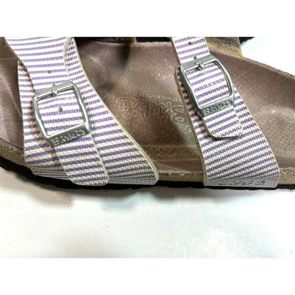 Birkenstock Birki's Sandals Lavender Purple White Stripe 2 Buckle - Picture 11 of 12